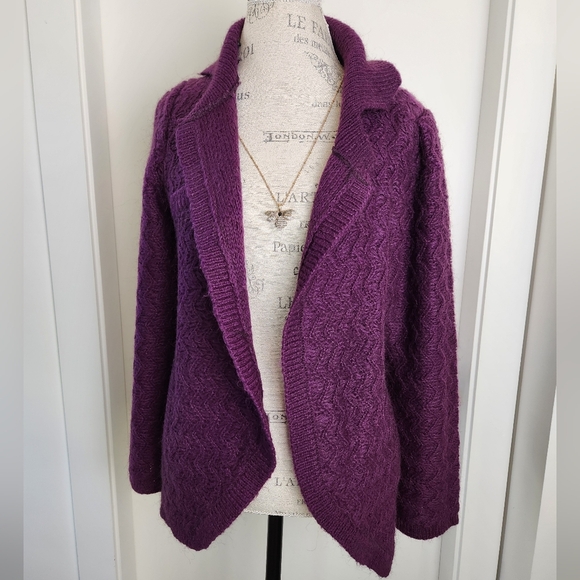 60s Purple RBK Importers CardiganSweater Coat Kimlon - Picture 2 of 14